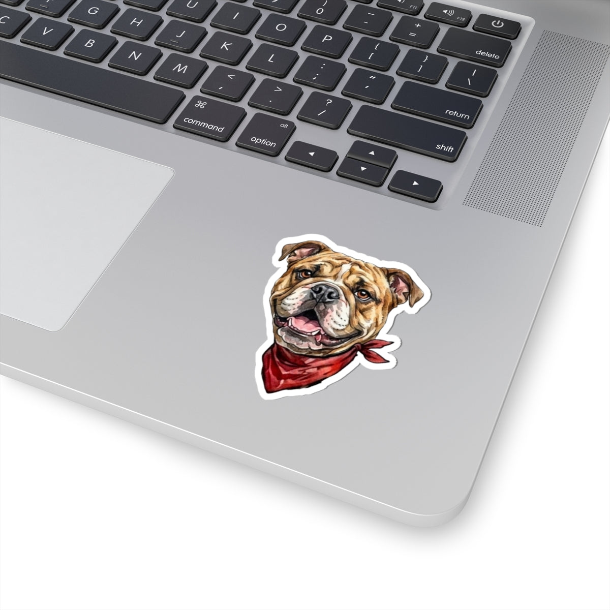 Cute English Bulldog with Red Bandana Vinyl Sticker - Waterproof Dog Decal