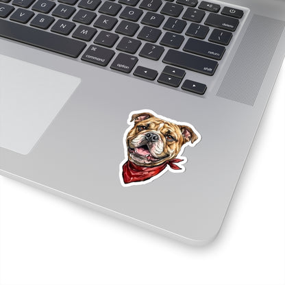 Cute English Bulldog with Red Bandana Vinyl Sticker - Waterproof Dog Decal