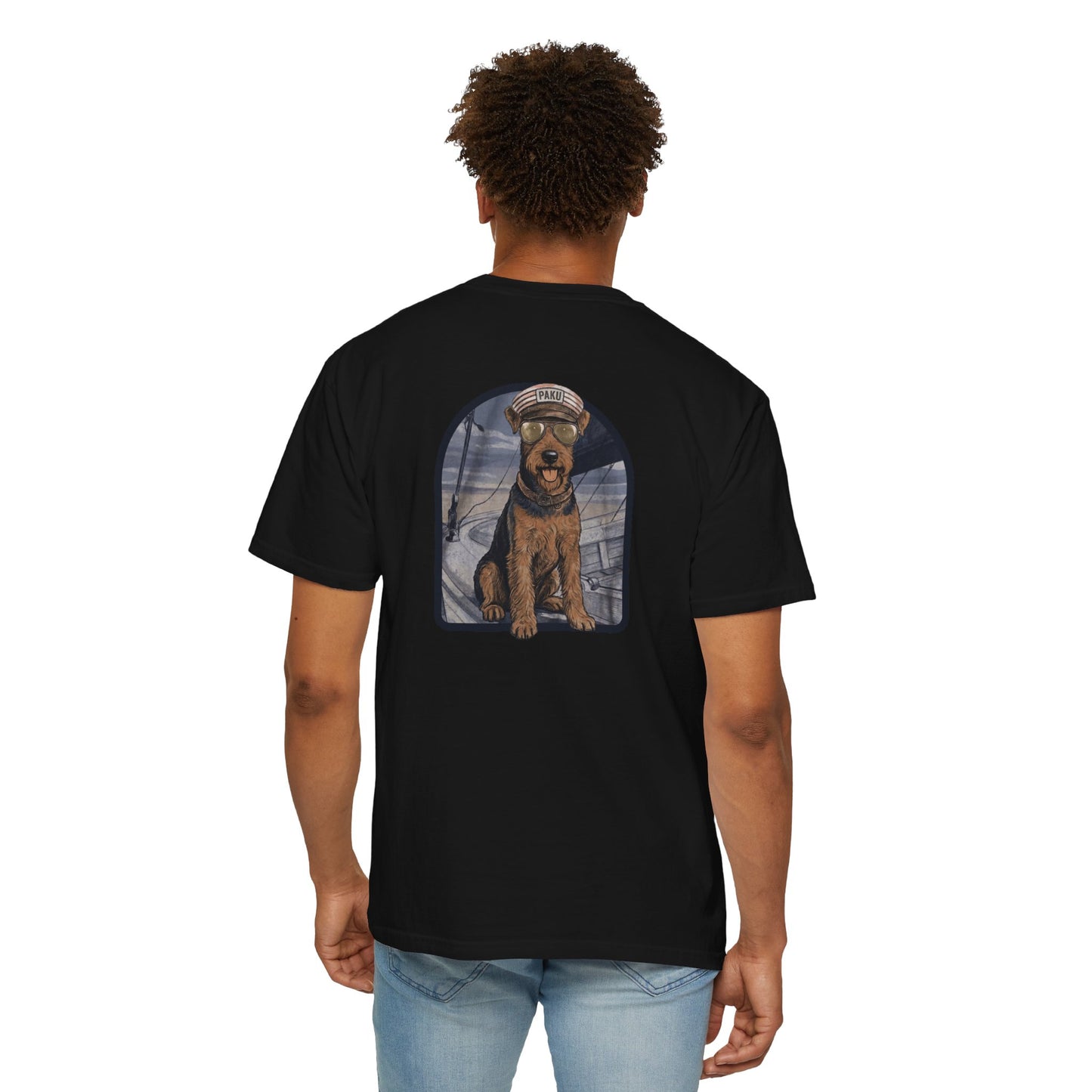 Cool Airedale Terrier Sailor Captain T-Shirt - Double-Sided Dog Tee