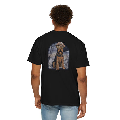 Cool Airedale Terrier Sailor Captain T-Shirt - Double-Sided Dog Tee