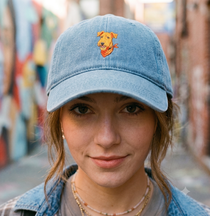 Embroidered Airedale Terrier Baseball Cap | Washed Cotton Dog Dad Hat