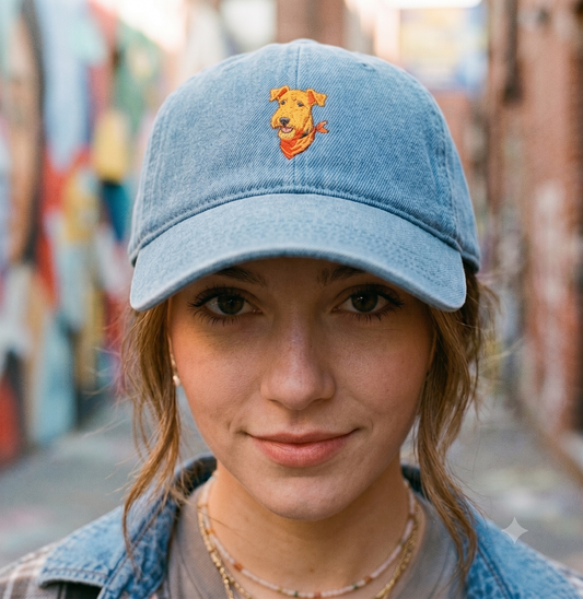 Embroidered Airedale Terrier Baseball Cap | Washed Cotton Dog Dad Hat