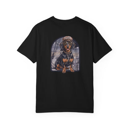 Cool Dachshund Captain T-Shirt - Funny Wiener Dog Graphic Tee