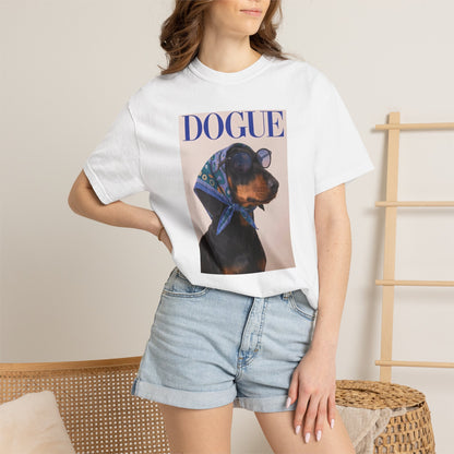 "DOGUE" Dachshund Fashion Magazine Graphic T-Shirt - Funny Wiener Dog Tee