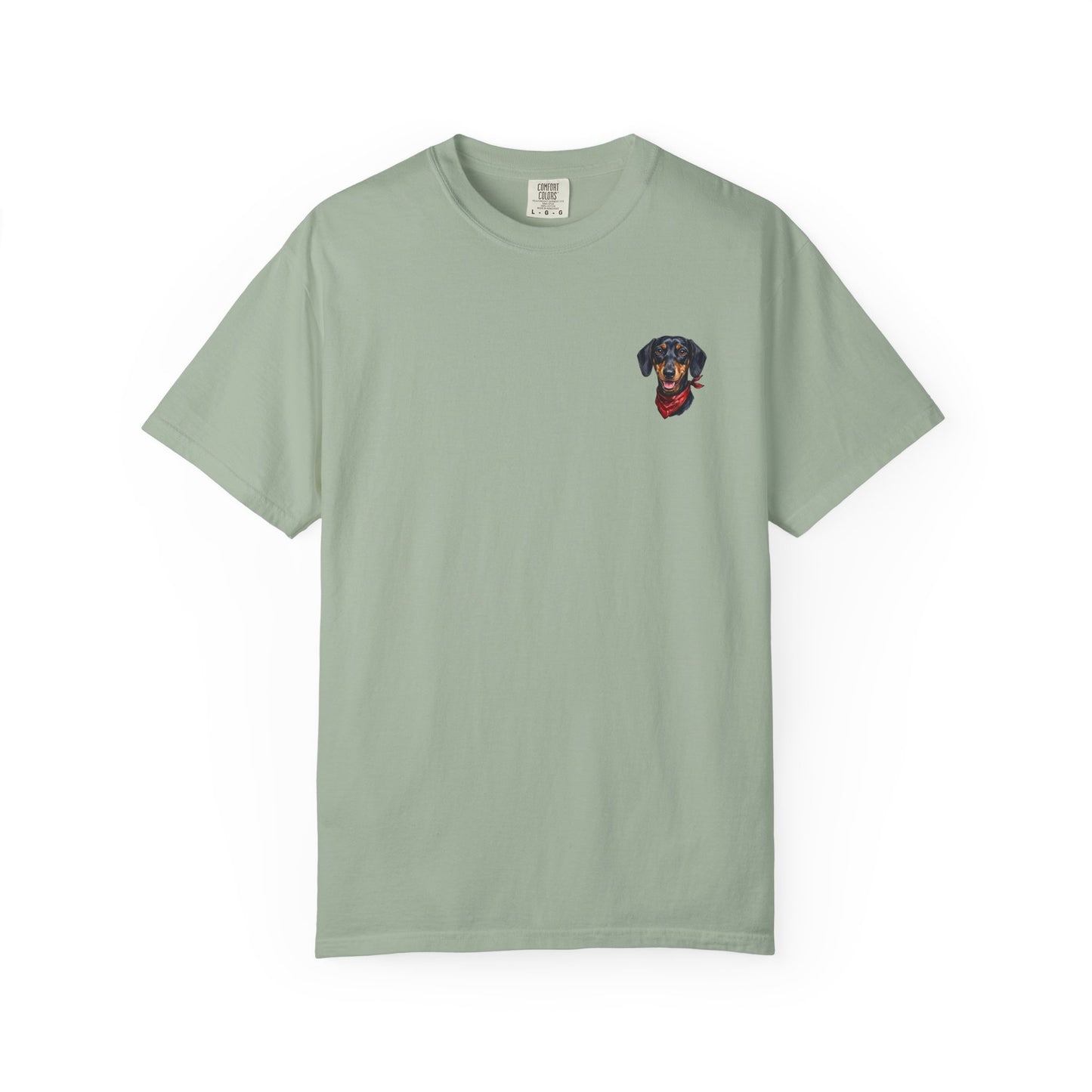 Minimalist Embroidered Dachshund Pocket-Style T-Shirt - Cute Wiener Dog Minimal Tee