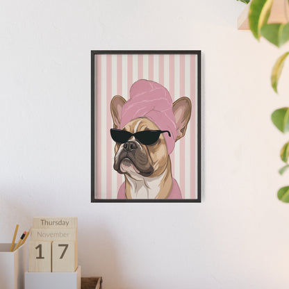 French Bulldog Bathroom Poster - Funny Frenchie Spa Wall Art