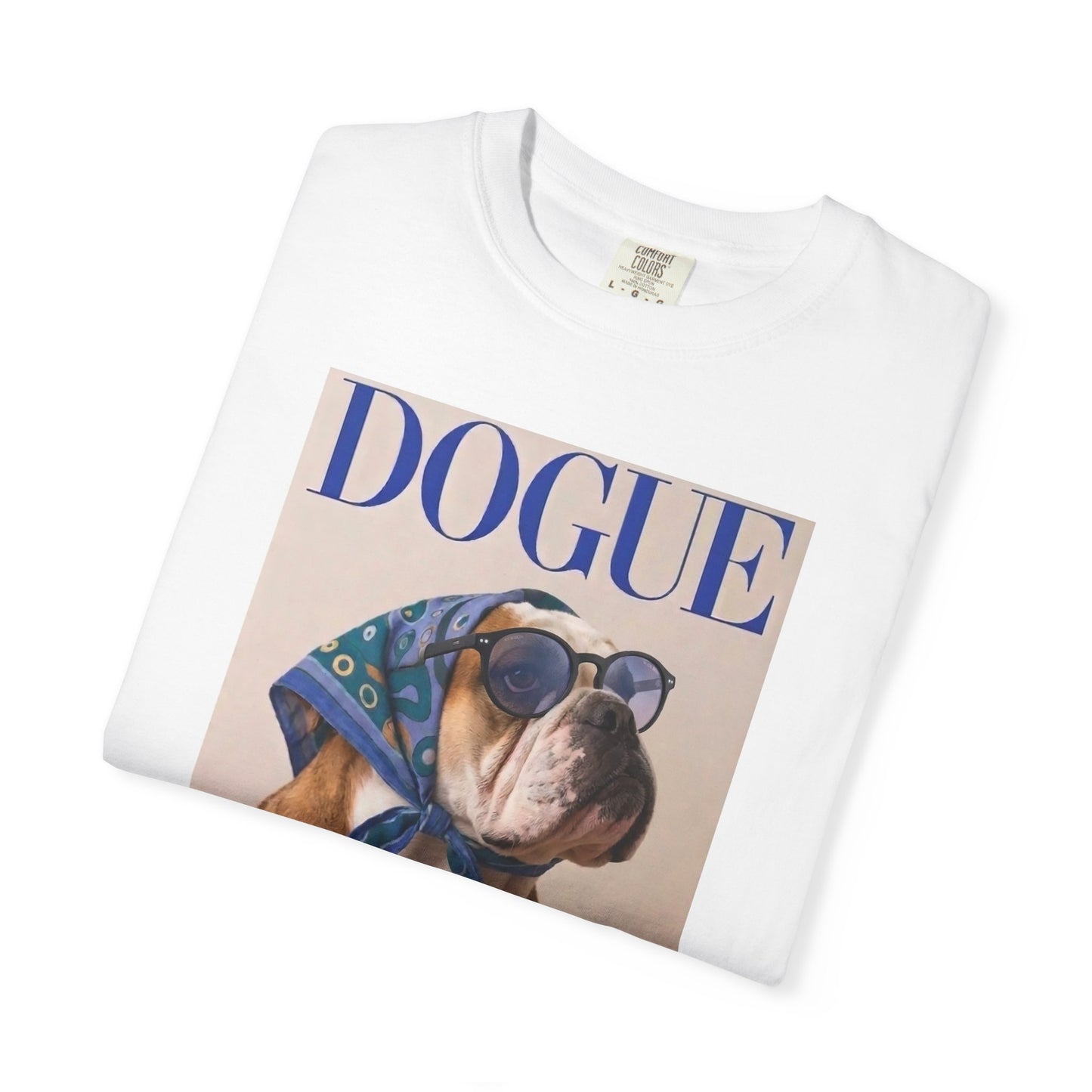 Funny English Bulldog DOGUE Magazine Cover Parody T-Shirt - Chic Dog Tee