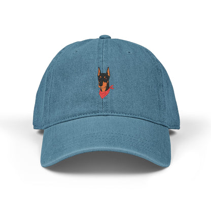 Doberman Washed Cotton Baseball Cap - Vintage Dog Dad Hat
