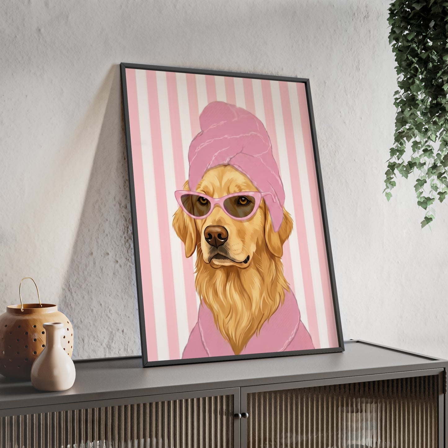 Golden Retriever Bathroom Poster - Funny Dog Spa Art