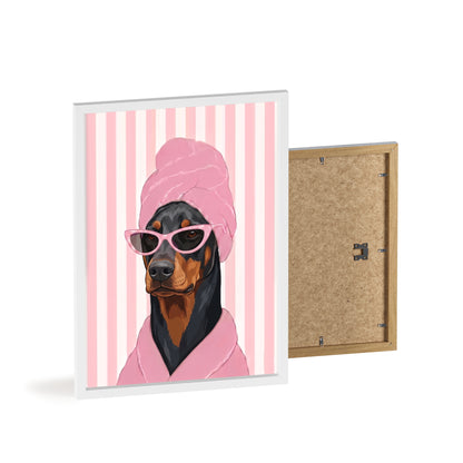 Doberman Bathroom Poster - Funny Dog Spa Wall Art