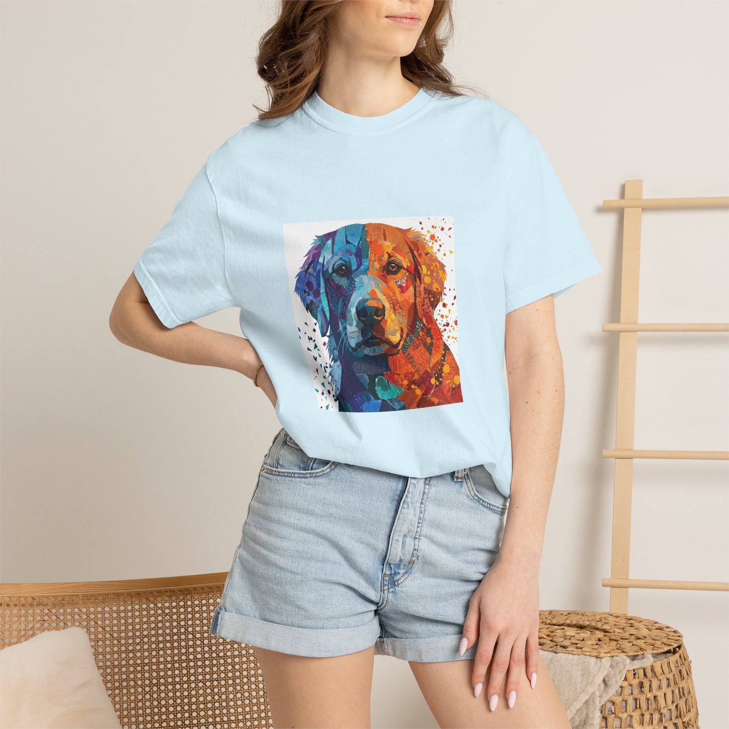 Golden Retriever Abstract Art Graphic T-Shirt - Colorful Pop Art Dog Tee