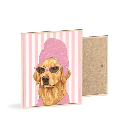Golden Retriever Bathroom Poster - Funny Dog Spa Art