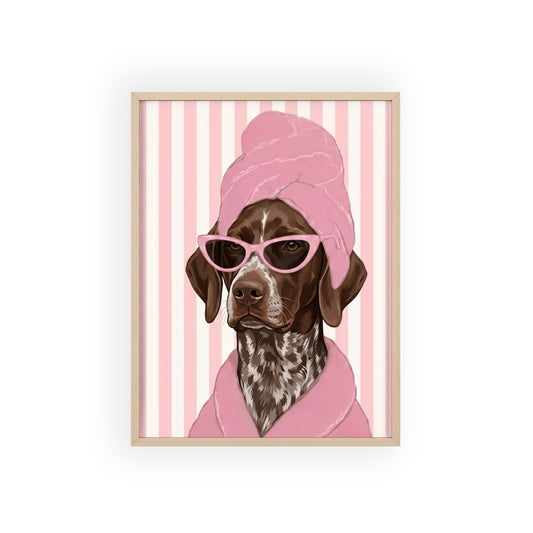 German Shorthaired Pointer Bathroom Poster - Funny Dog Spa Wall Art