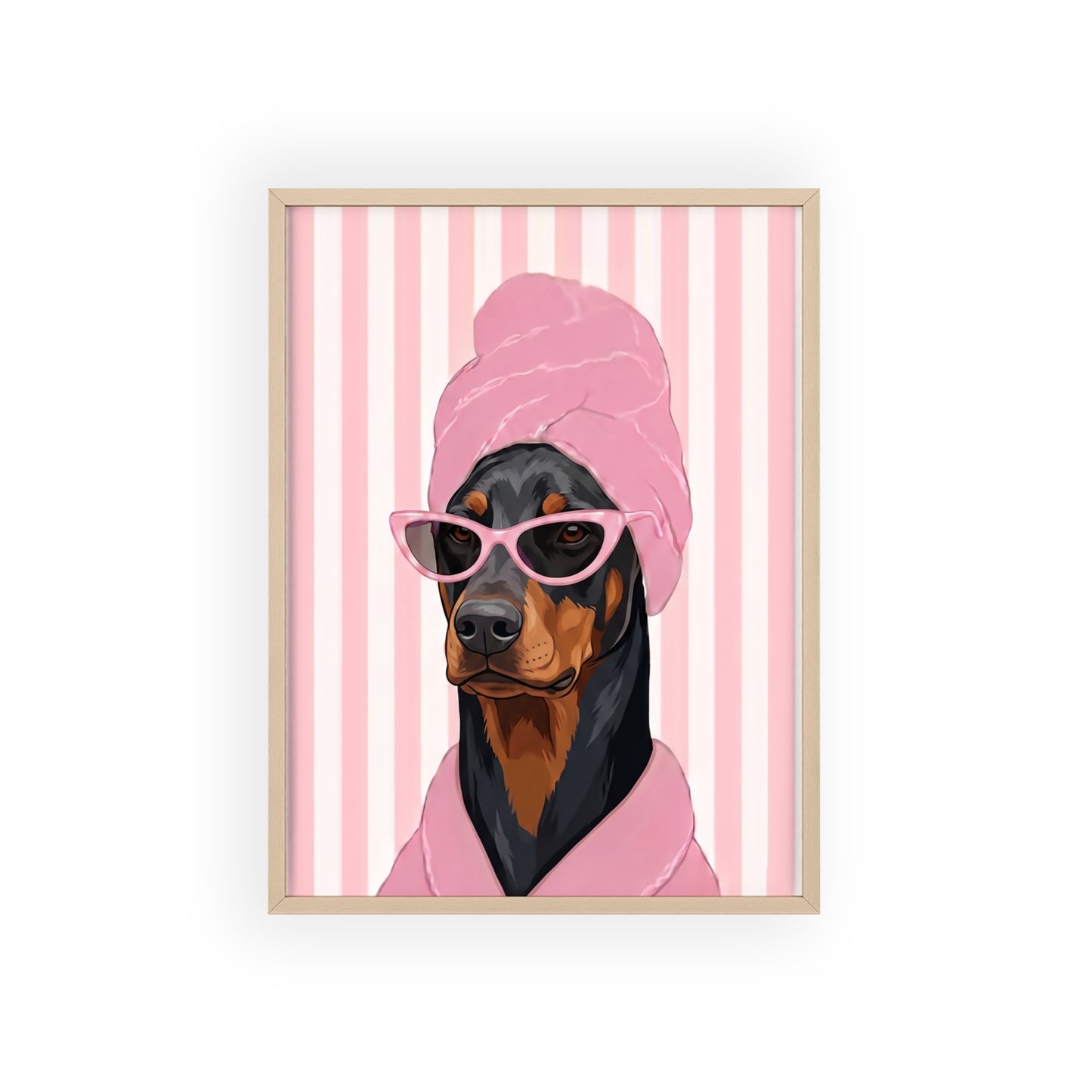 Doberman Bathroom Poster - Funny Dog Spa Wall Art