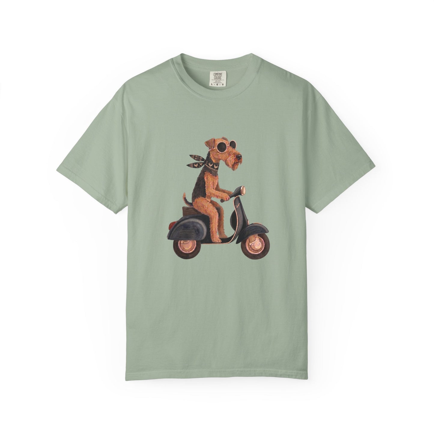 Scooter Airedale Terrier Graphic T-Shirt — Cute Riding Puppy Tee