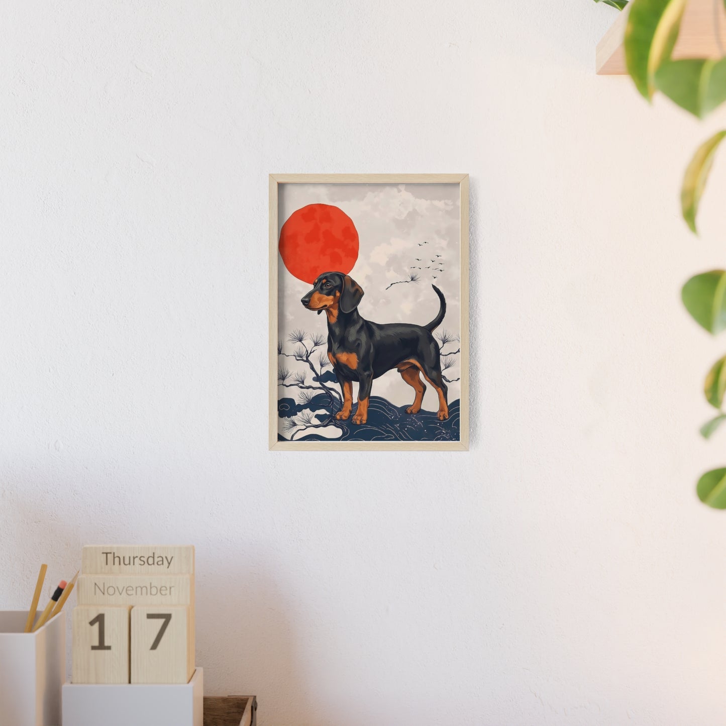 Japanese Ukiyo-e Style Dachshund Poster - Elegant Wiener Dog Wall Art