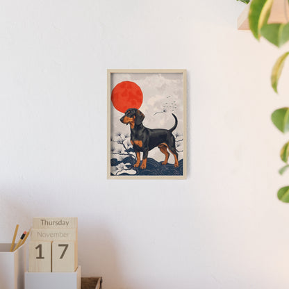 Japanese Ukiyo-e Style Dachshund Poster - Elegant Wiener Dog Wall Art
