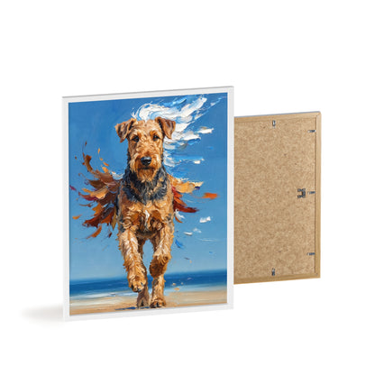 Airedale Terrier Beach Day Poster - Dynamic Dog Oil Painting Art