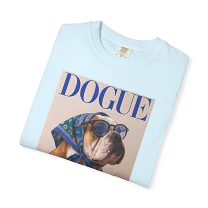 Funny English Bulldog DOGUE Magazine Cover Parody T-Shirt - Chic Dog Tee
