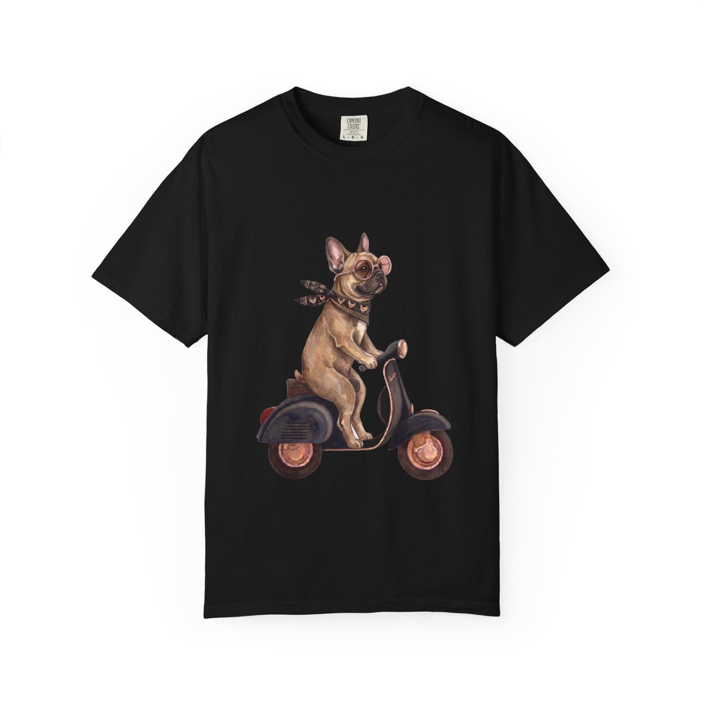 French Bulldog Riding Vintage Scooter T-Shirt - Cool Frenchie Graphic Tee