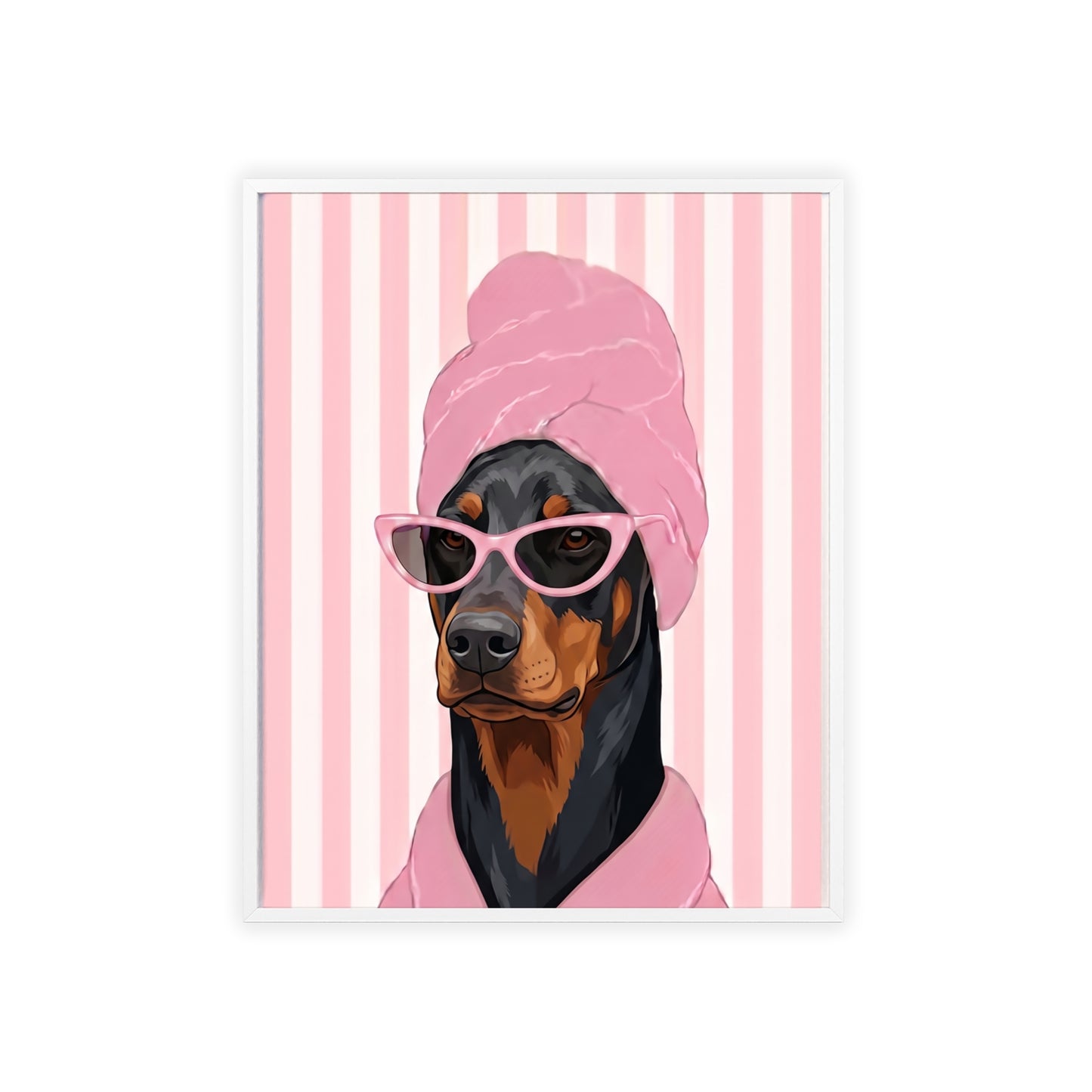 Doberman Bathroom Poster - Funny Dog Spa Wall Art