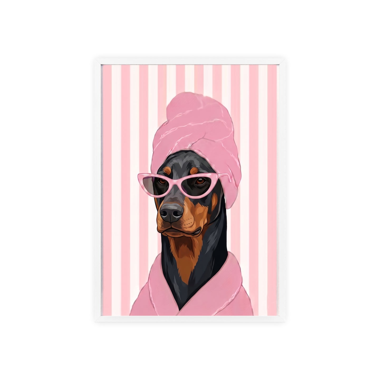 Doberman Bathroom Poster - Funny Dog Spa Wall Art
