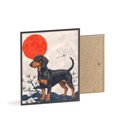 Japanese Ukiyo-e Style Dachshund Poster - Elegant Wiener Dog Wall Art