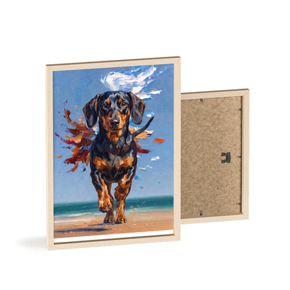 Impressive Running Dachshund Oil Painting Poster - Energetic Wiener Dog Wall Art