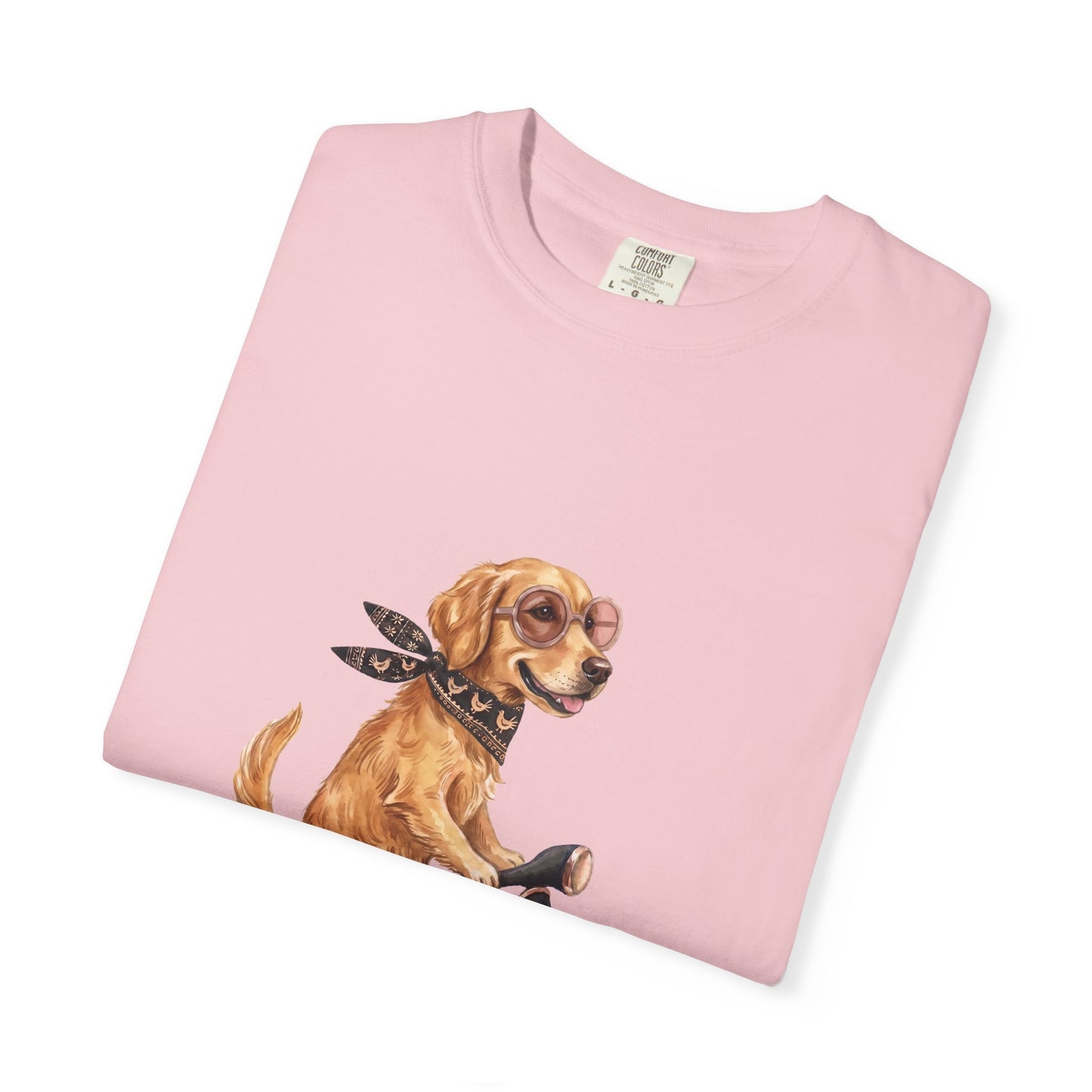 Golden Retriever Riding Vintage Scooter T-Shirt - Cool Dog Lover Tee