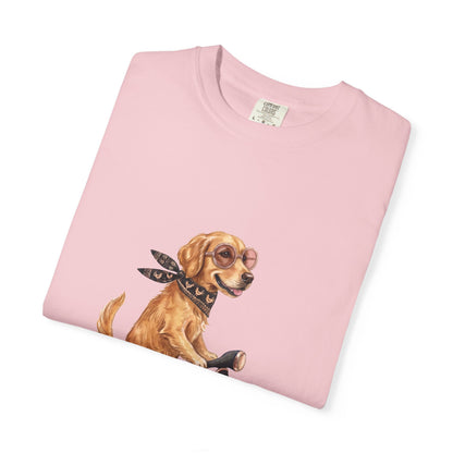 Golden Retriever Riding Vintage Scooter T-Shirt - Cool Dog Lover Tee