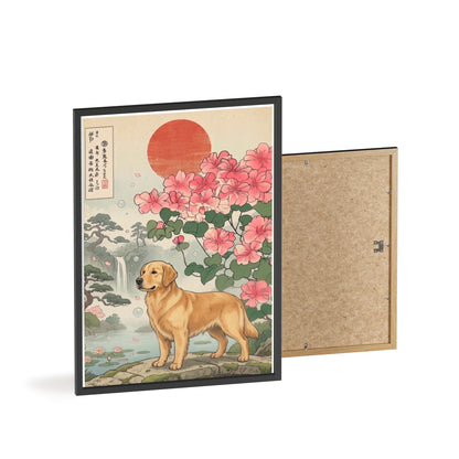 Golden Retriever Japanese Style Art Poster & Print