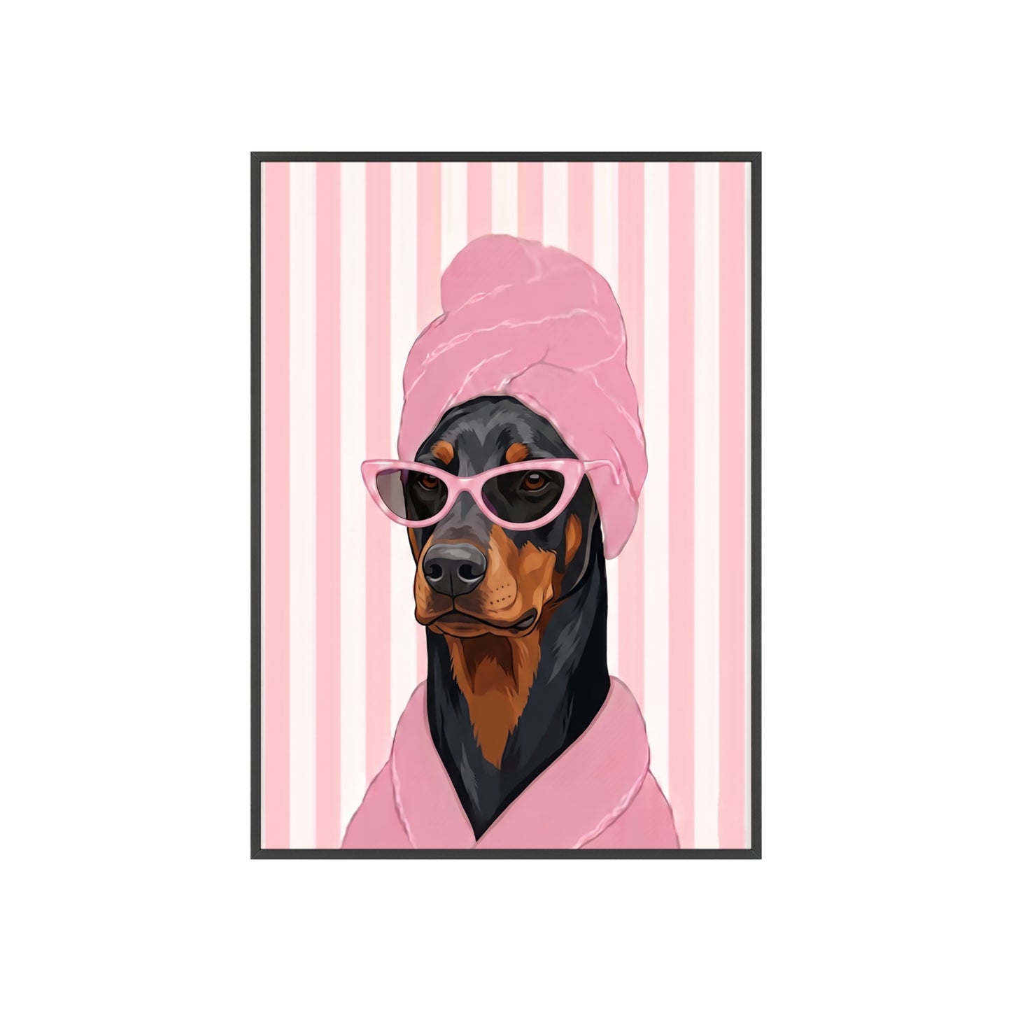 Doberman Bathroom Poster - Funny Dog Spa Wall Art