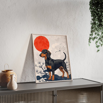 Japanese Ukiyo-e Style Dachshund Poster - Elegant Wiener Dog Wall Art
