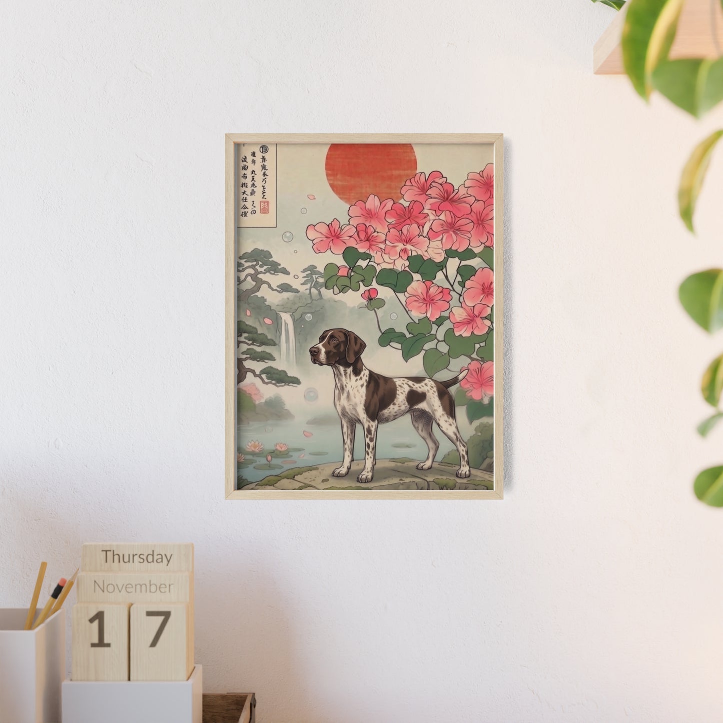 German Shorthaired Pointer Japanese Style Art Poster - GSP Ukiyo-e Wall Art