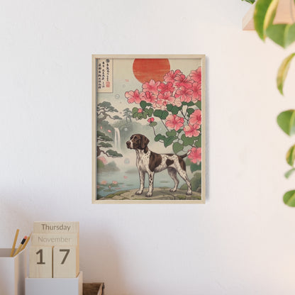 German Shorthaired Pointer Japanese Style Art Poster - GSP Ukiyo-e Wall Art