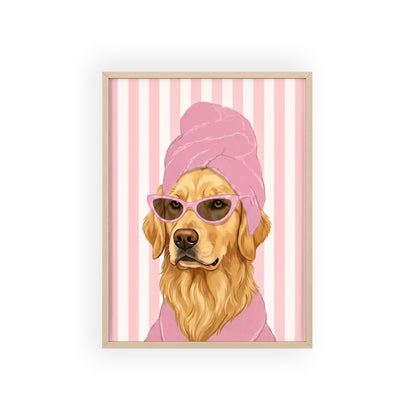 Golden Retriever Bathroom Poster - Funny Dog Spa Art