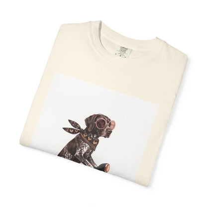 German Shorthaired Pointer Scooter Graphic T-Shirt | Vintage GSP Riding Tee