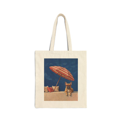 French Bulldog Beach Day Vintage Art Tote Bag | Cute Frenchie Summer Bag