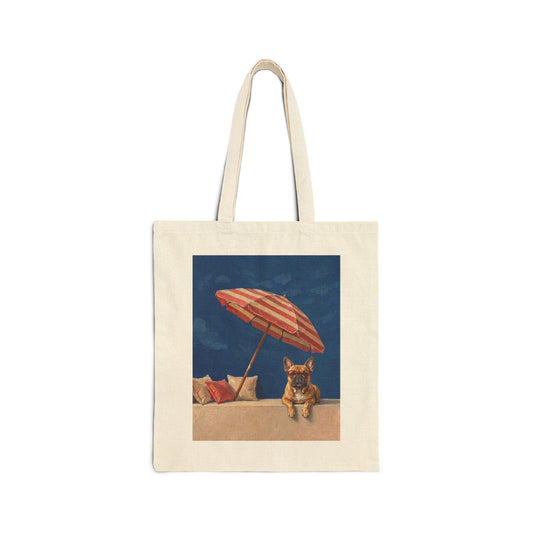 French Bulldog Beach Day Vintage Art Tote Bag | Cute Frenchie Summer Bag
