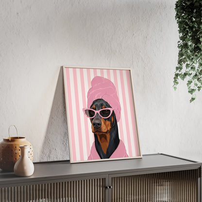 Doberman Bathroom Poster - Funny Dog Spa Wall Art