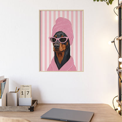 Doberman Bathroom Poster - Funny Dog Spa Wall Art