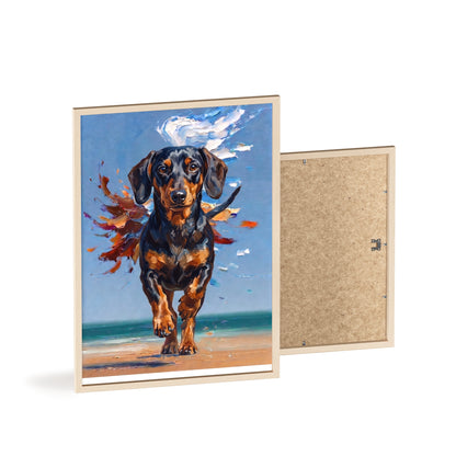 Impressive Running Dachshund Oil Painting Poster - Energetic Wiener Dog Wall Art