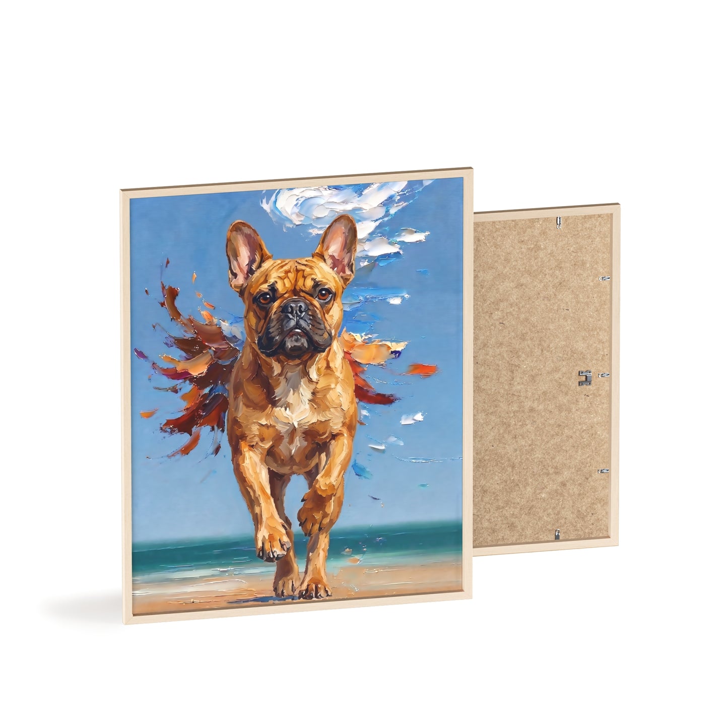 French Bulldog Beach Day Poster - Dynamic Dog Oil Painting Art