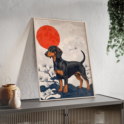 Japanese Ukiyo-e Style Dachshund Poster - Elegant Wiener Dog Wall Art