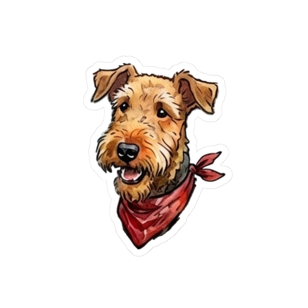 Airedale Terrier Sticker with Red Bandana | Cute Dog Vinyl Decal