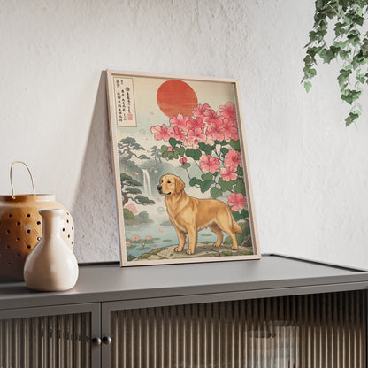 Golden Retriever Japanese Style Art Poster & Print