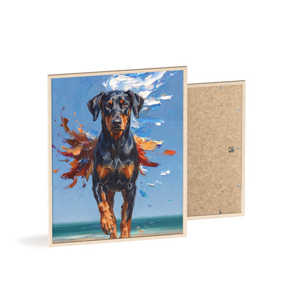 Doberman Beach Day Poster - Dynamic Dog Oil Painting Art