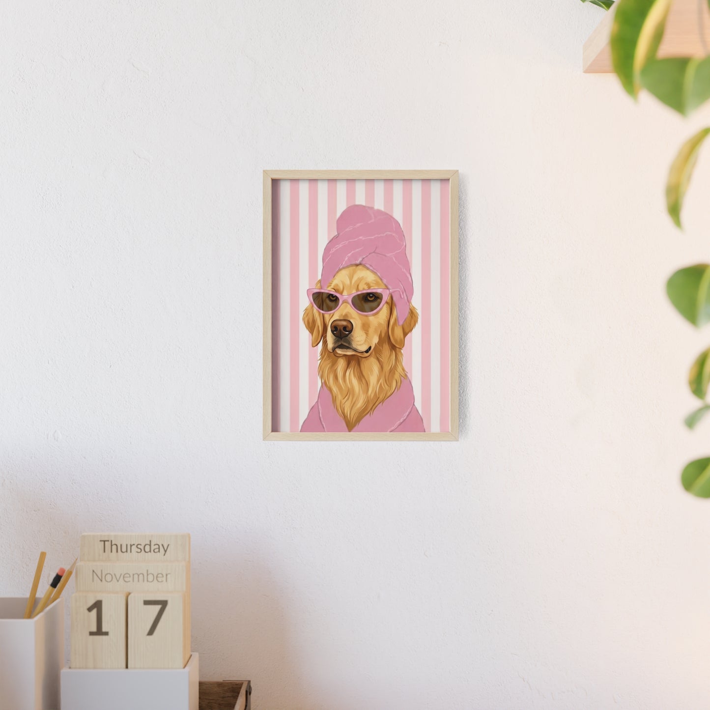 Golden Retriever Bathroom Poster - Funny Dog Spa Art