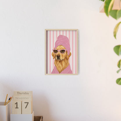 Golden Retriever Bathroom Poster - Funny Dog Spa Art