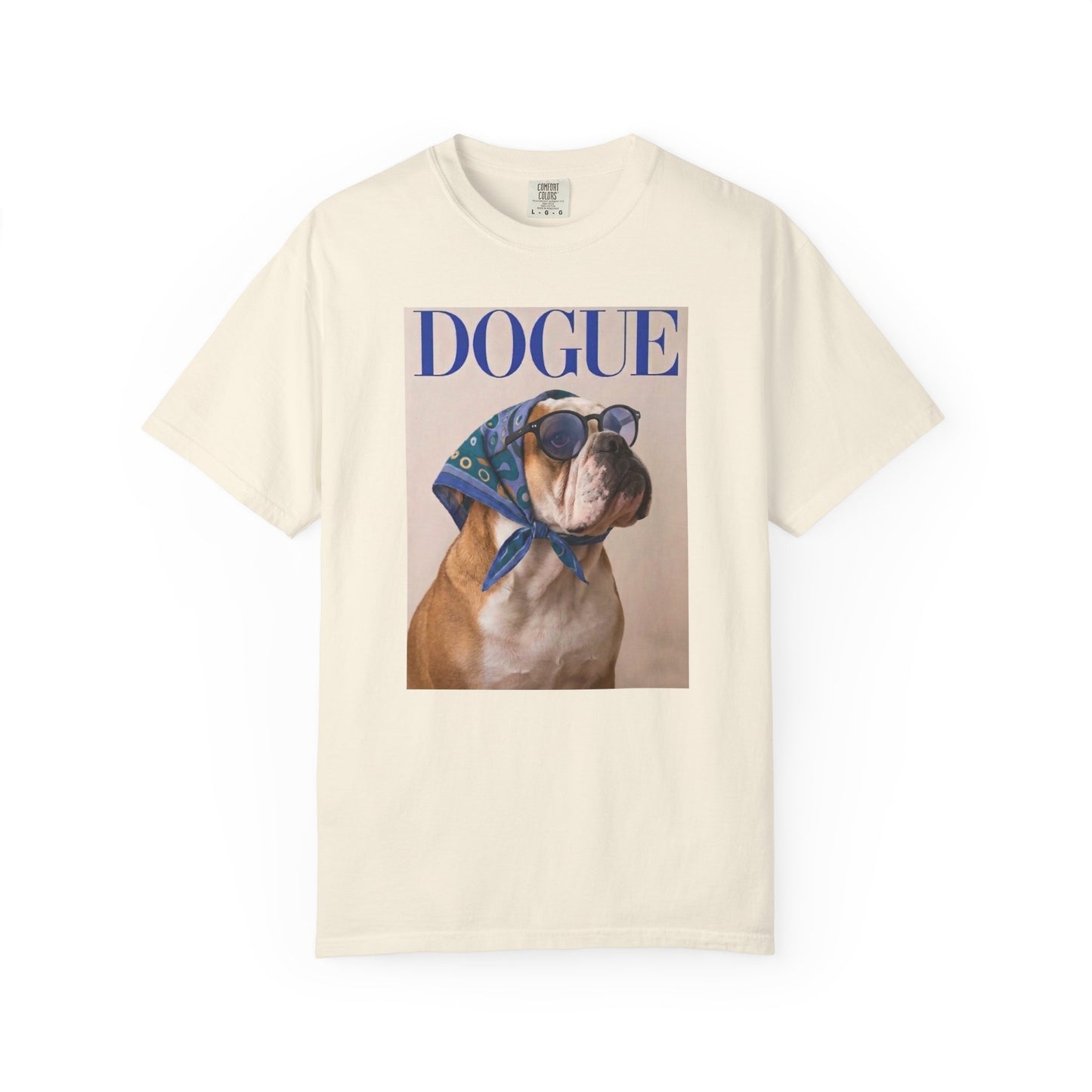 Funny English Bulldog DOGUE Magazine Cover Parody T-Shirt - Chic Dog Tee
